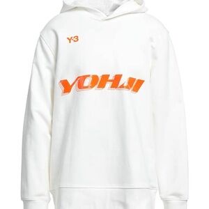Y-3 White Hoodie with Orange Logo